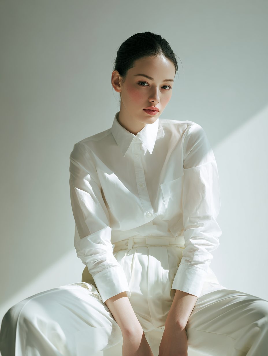 白い装いの女性のポートレート